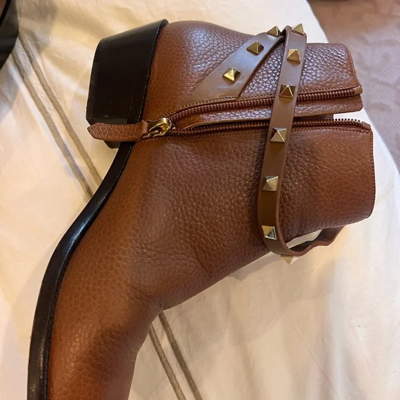Valentino Brown Ankle Boots with Studded Strap - Picture 7 of 10